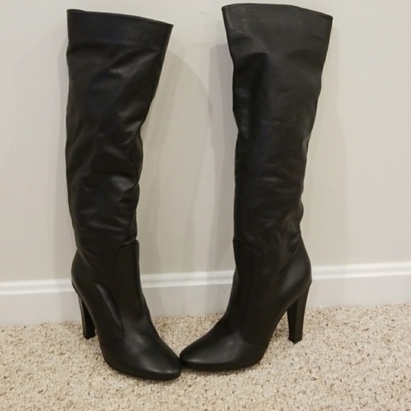 JIMMY CHOO Black Leather Tall Size 39.5 Boots